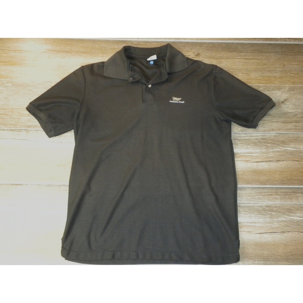 Vantage Polo Shirt L Black‎ Miller Genuine Draft Beer Vintage 50/50 USA Golf